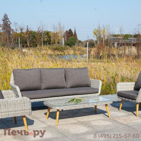 4SiS Прованс диван из искусственного ротанга трехместный, цвет бежевый фото 2