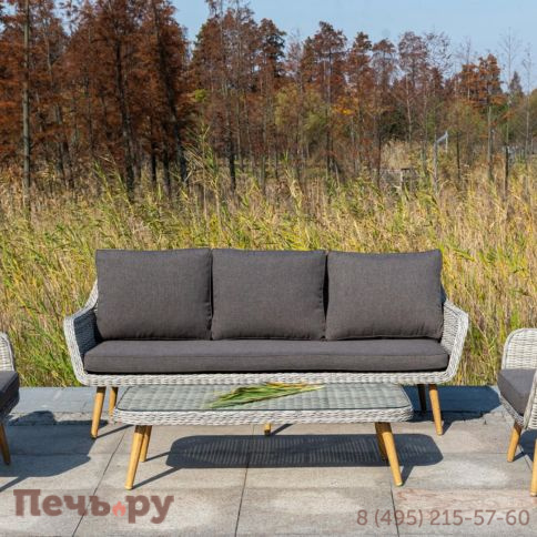 4SiS Прованс диван из искусственного ротанга трехместный, цвет бежевый фото 4