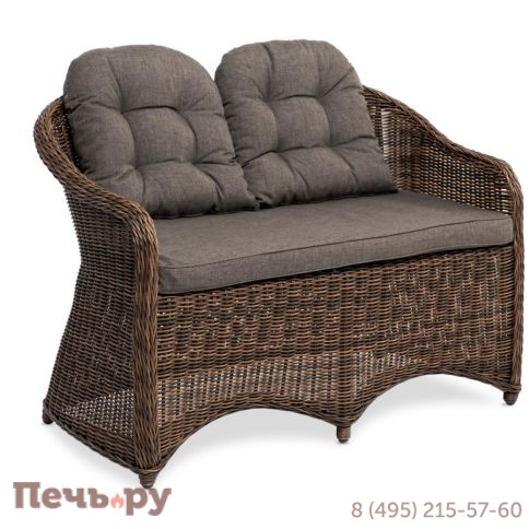 4SiS Равенна диван двухместный плетенный из ротанга, цвет коричневый фото 3