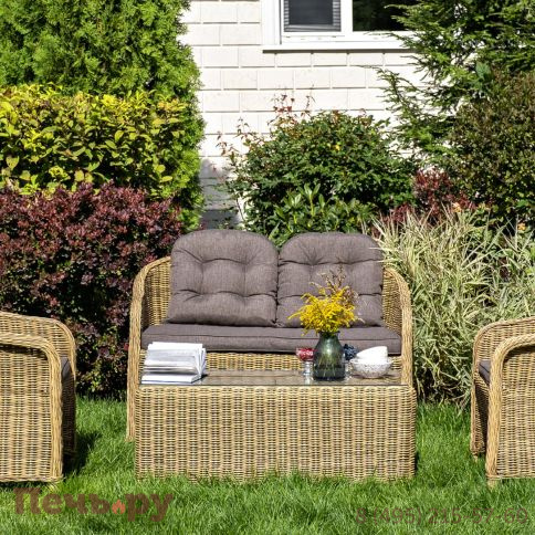 4SiS Равенна диван двухместный плетенный из ротанга, цвет соломенный фото 2