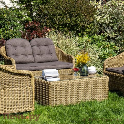 4SiS Равенна диван двухместный плетенный из ротанга, цвет соломенный фото 3