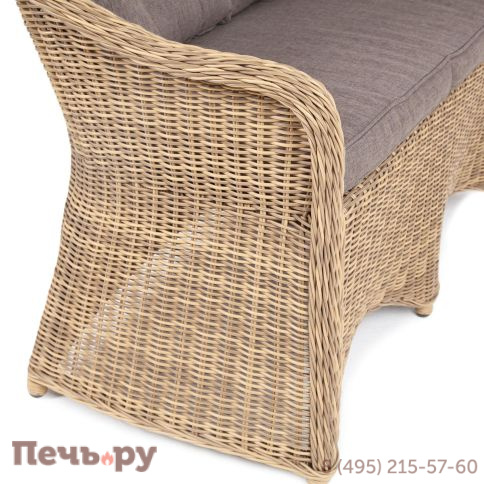 4SiS Равенна диван двухместный плетенный из ротанга, цвет соломенный фото 5