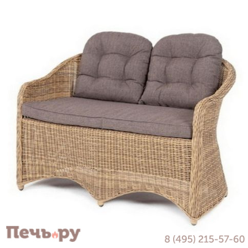 4SiS Равенна диван двухместный плетенный из ротанга, цвет соломенный фото