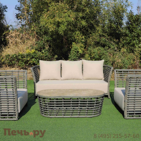 4SiS Валенсия диван из искусственного ротанга трехместный, цвет серый фото 3