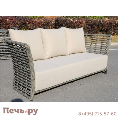 4SiS Валенсия диван из искусственного ротанга трехместный, цвет серый фото