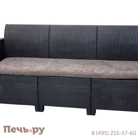 Диван трехместный Gardeck Arizona b:rattan, антрацит (3-х местная подушка) фото