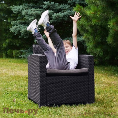 Кресло Gardeck Arizona b:rattan (2шт.), антрацит (2 подушки) фото 3