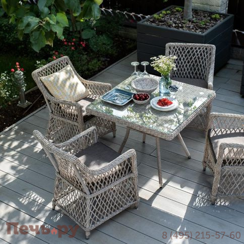 Айриш 4SiS стол плетеный из искусственного ротанга, цвет бежевый фото 5