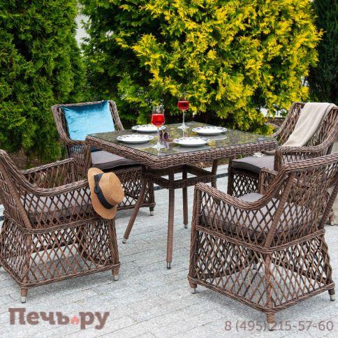 Айриш 4SiS стол плетеный из искусственного ротанга, цвет коричневый фото 2