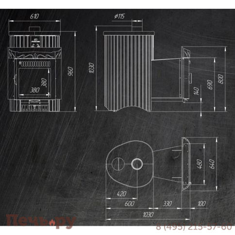 Банная печь Ферингер Ламель Макси ПС до 30 куб. м. закрытая каменка фото 16