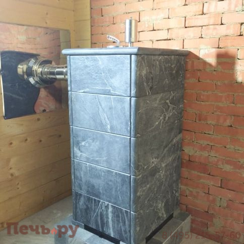 Банная печь ИзиСтим Сочи с боковым подключением в кожухе из талькохлорита фото 8