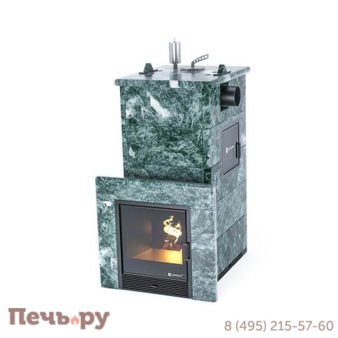 Банная печь ИзиСтим Сочи с боковым подключением в кожухе из змеевика фото