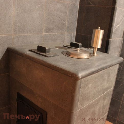 Банная печь ИзиСтим Сочи в трёхстороннем кожухе из талькохлорита фото 3