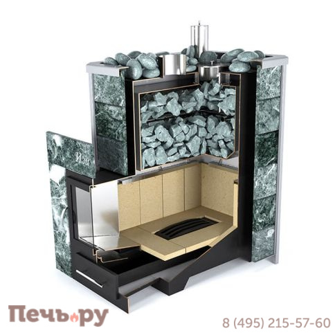 Банная печь ИзиСтим Ялта 15 в кожухе из природного камня фото 5