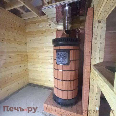Банная печь КДМ Русская баня с закрытой каменкой в кирпичной облицовке фото 2