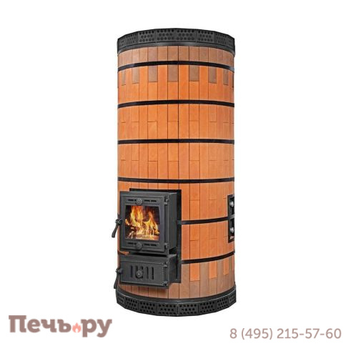 Банная печь КДМ с обращенным пламенем Обращенка в кирпичной облицовке фото