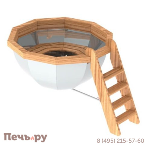 Банный чан Сибирский завод 10 граней с обшивкой и лестницей фото