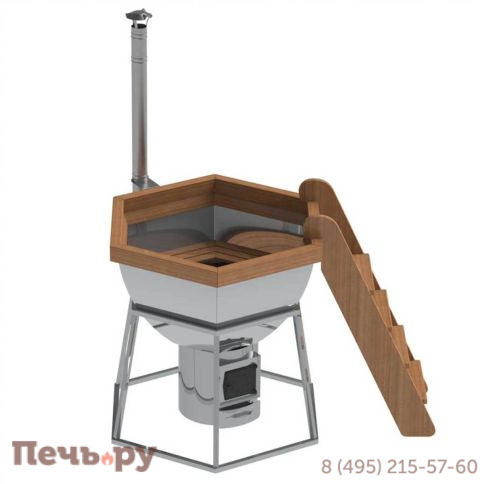 Банный чан Сибирский завод 6 граней на подставке с печью фото 2