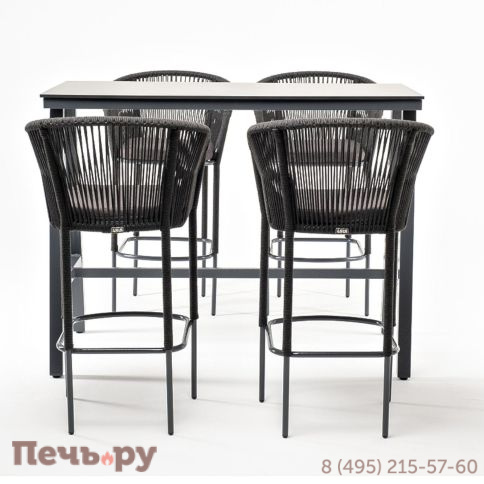 Барный комплект 4SiS Рио на 4 персоны, стол HPL серый гранит, цвет темно-серый фото 2