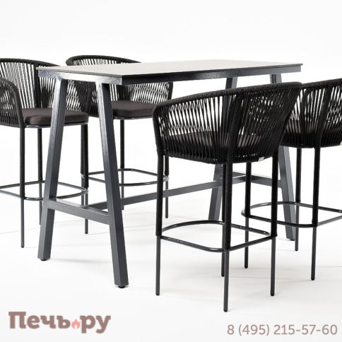 Барный комплект 4SiS Рио на 4 персоны, стол HPL серый гранит, цвет темно-серый фото 3