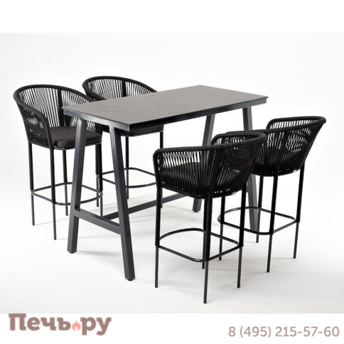 Барный комплект 4SiS Рио на 4 персоны, стол HPL серый гранит, цвет темно-серый фото