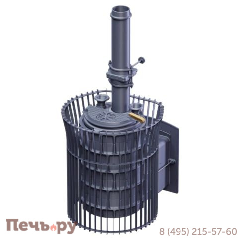 Чугунная банная печь GFS Авангард ЗК 35 (П2) Ураган в круглой сетке фото 3