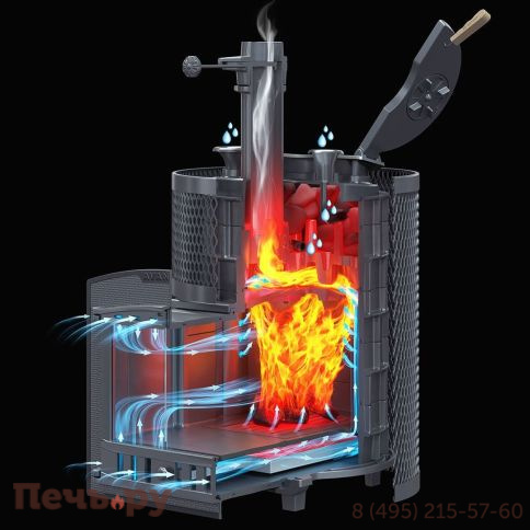 Чугунная банная печь GFS Авангард ЗК 35 (П2) Ураган в сетке Тюльпан фото 3