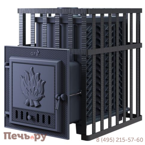 Чугунная банная печь GFS ЗК 30 в сетке фото