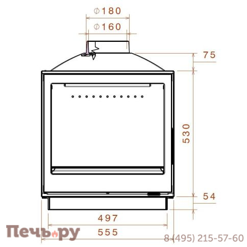 Чугунный камин Liseo Castiron LCI 5 GLR Wall, два боковых стекла фото 5