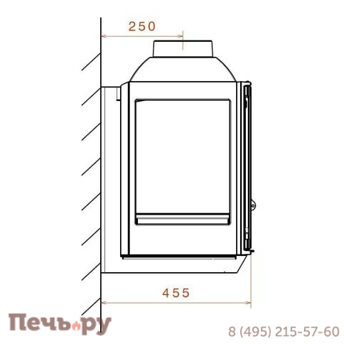 Чугунный камин Liseo Castiron LCI 5 GLR Wall, два боковых стекла фото 6