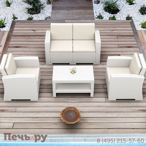 Диван пластиковый плетеный двухместный с подушками Siesta Contract Monaco Lounge фото 3