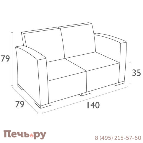 Диван пластиковый плетеный двухместный с подушками Siesta Contract Monaco Lounge фото 9