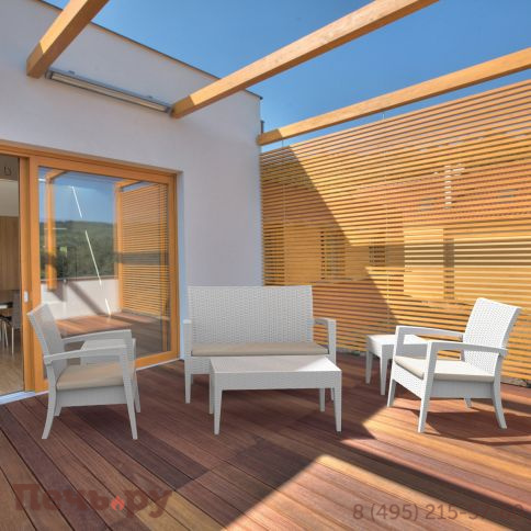 Диван пластиковый плетеный двухместный с подушкой Siesta Contract Miami Lounge Sofa фото 5