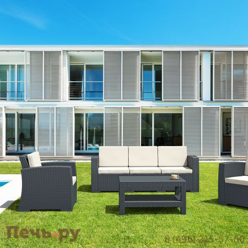 Диван пластиковый плетеный трехместный с подушками Siesta Contract Monaco Lounge XL фото 5