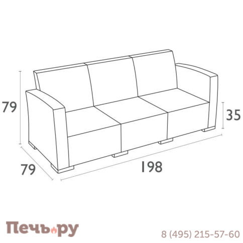 Диван пластиковый плетеный трехместный с подушками Siesta Contract Monaco Lounge XL фото 8