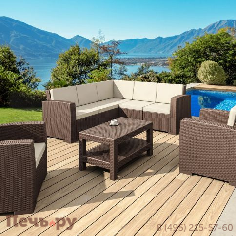 Диван пластиковый плетеный угловой с подушками Siesta Contract Monaco Lounge Corner фото 2