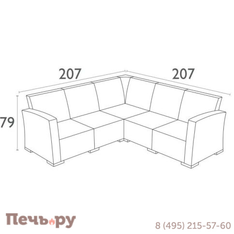 Диван пластиковый плетеный угловой с подушками Siesta Contract Monaco Lounge Corner фото 6