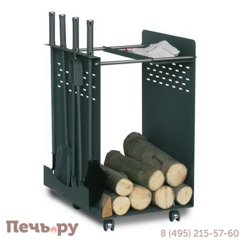 Дровница мобильная Comex 60.110 Antracite H.70-45x38 C/4 Accessori фото