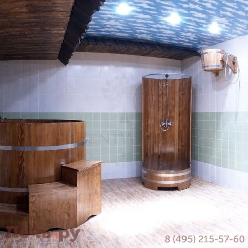 Душевая кабина BentWood с держателем для шторки, лиственница, толщина - 28 мм. фото 5