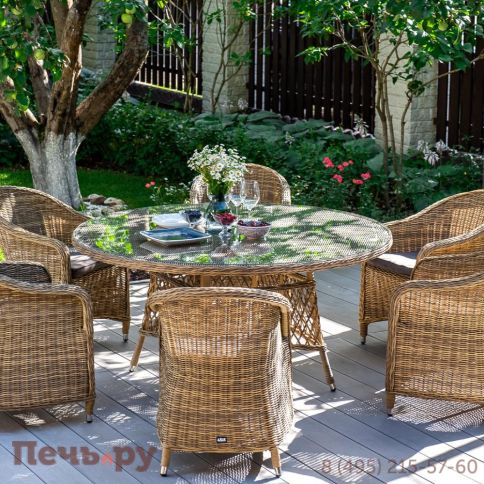 Эспрессо 4SiS плетеный круглый стол, цвет соломенный фото 4