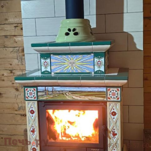 Готовый камин КимрПечь Билибин пристенный-двухъярусный художественный фото 10