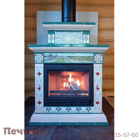 Готовый камин КимрПечь Билибин пристенный-двухъярусный художественный фото 11