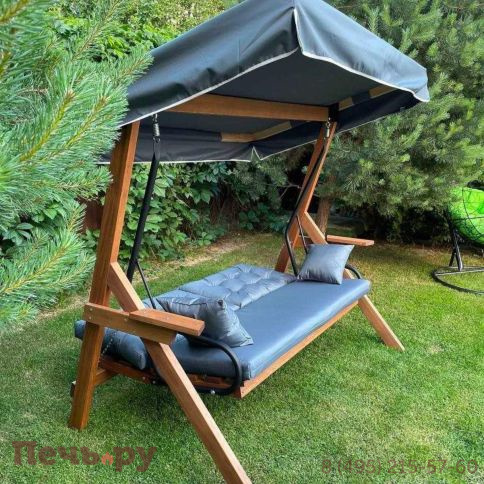 Качели Royal Family Lyon трехместные из лиственницы фото 2