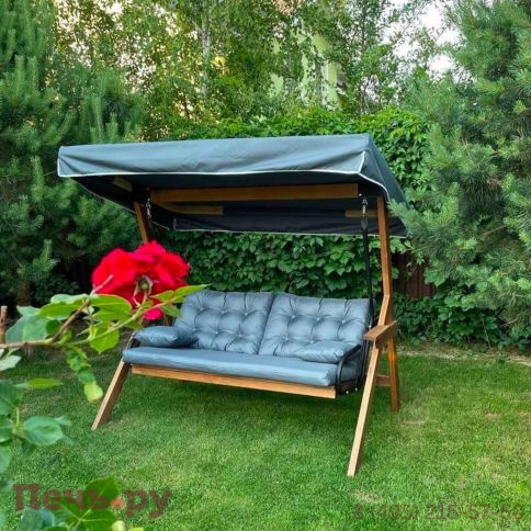 Качели Royal Family Lyon трехместные из лиственницы фото 3