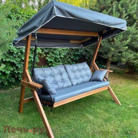 Качели Royal Family Lyon трехместные из лиственницы фото