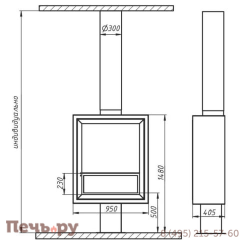 Камин Aves 33 Болонья со стеклом 950 фото 3