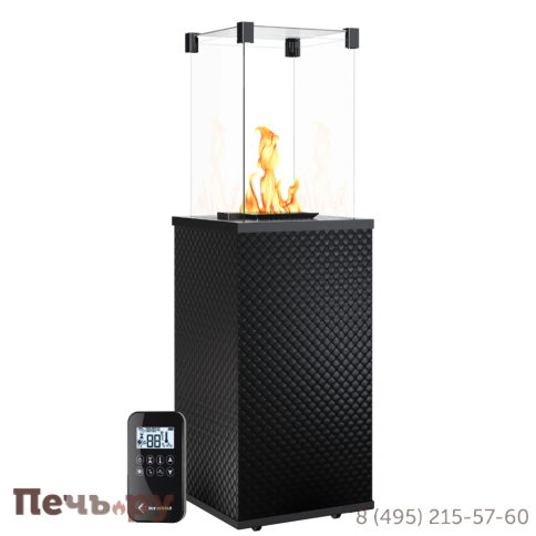 Камин газовый Kratki Patio MINI/G31/37MBAR/CZ/P - стекло, черное тиснение фото