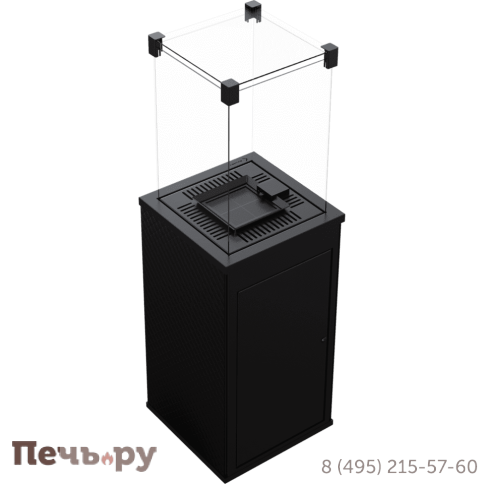 Камин газовый Kratki Patio MINI/M/G31/37MBAR/CZ/P - стекло, черное тиснение (с ручным управлением) фото 5