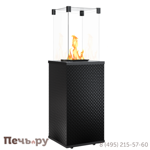 Камин газовый Kratki Patio MINI/M/G31/37MBAR/CZ/P - стекло, черное тиснение (с ручным управлением) фото