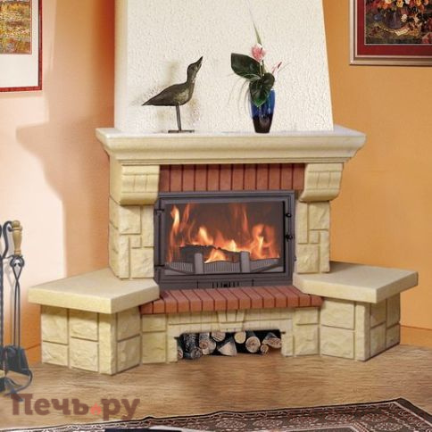 Камин Мета (облицовка Опус и топка Эльба 700 Ш) фото